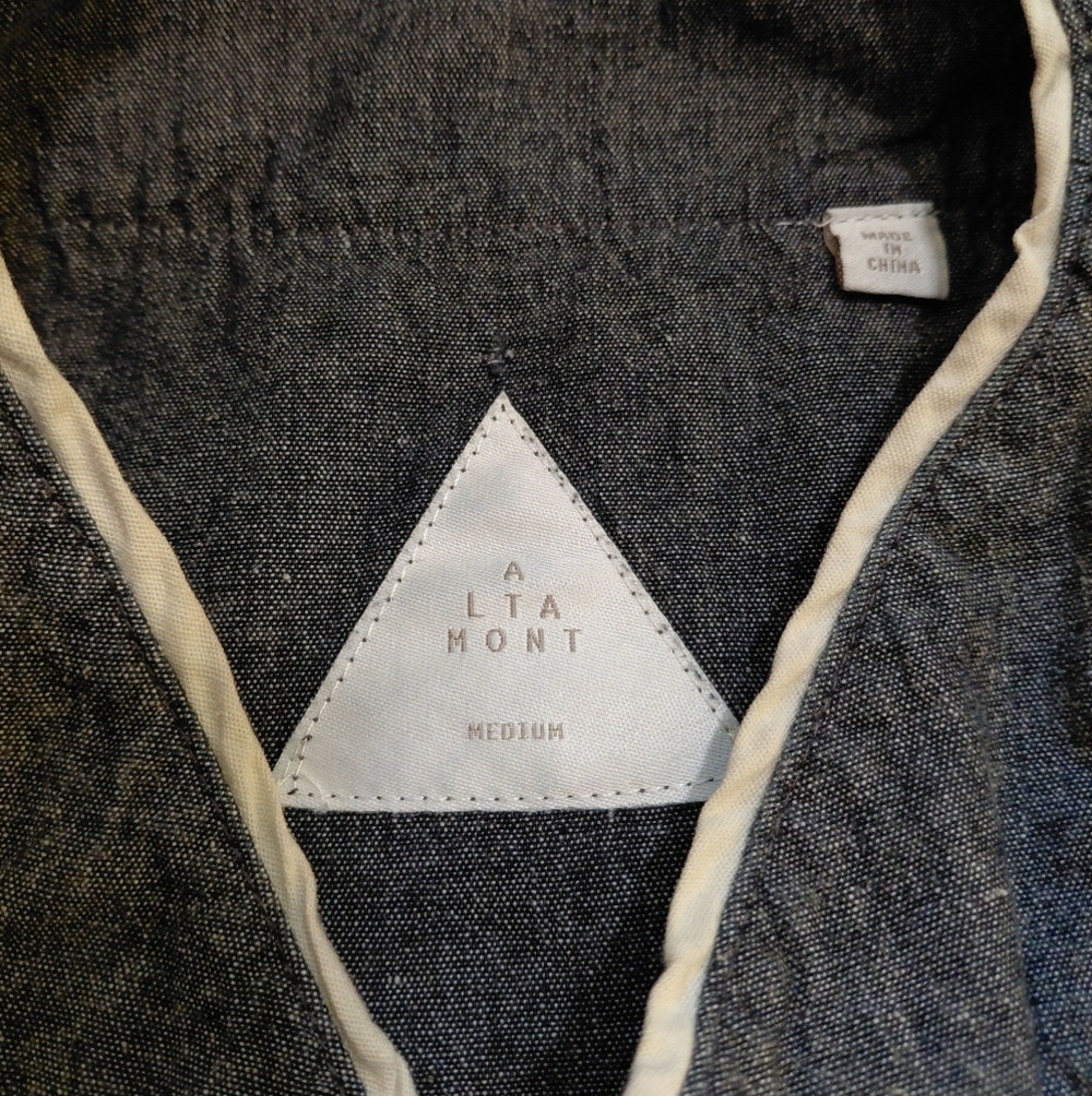 Altamont Gray White Baseball Jersey Button Down Shirt Size Medium - Picture 3 of 4